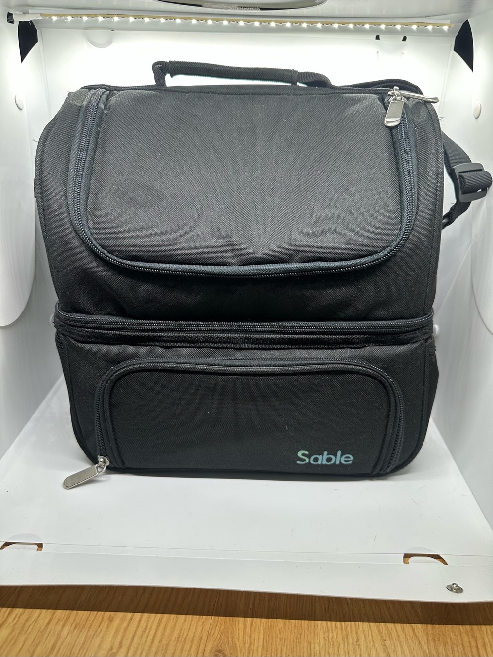 Black lunch bag with Top Handle